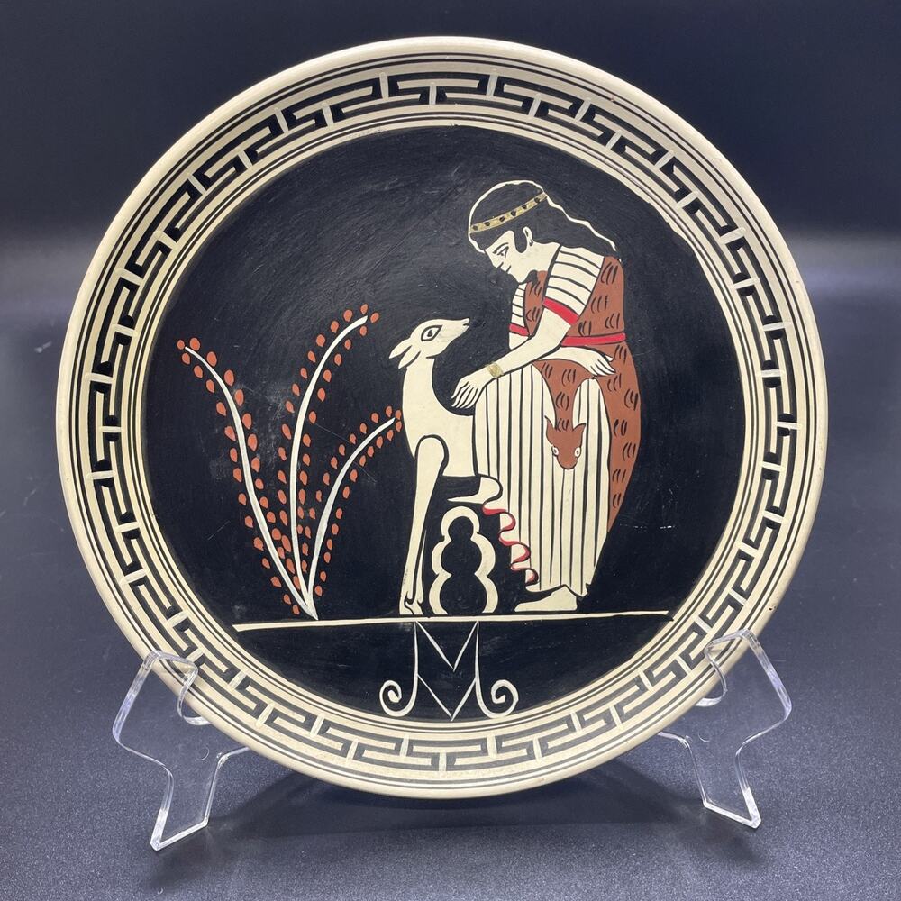 Late 20th Century Greek Decorative Wall Plate Rhodes Pottery Handcrafted 9.5"